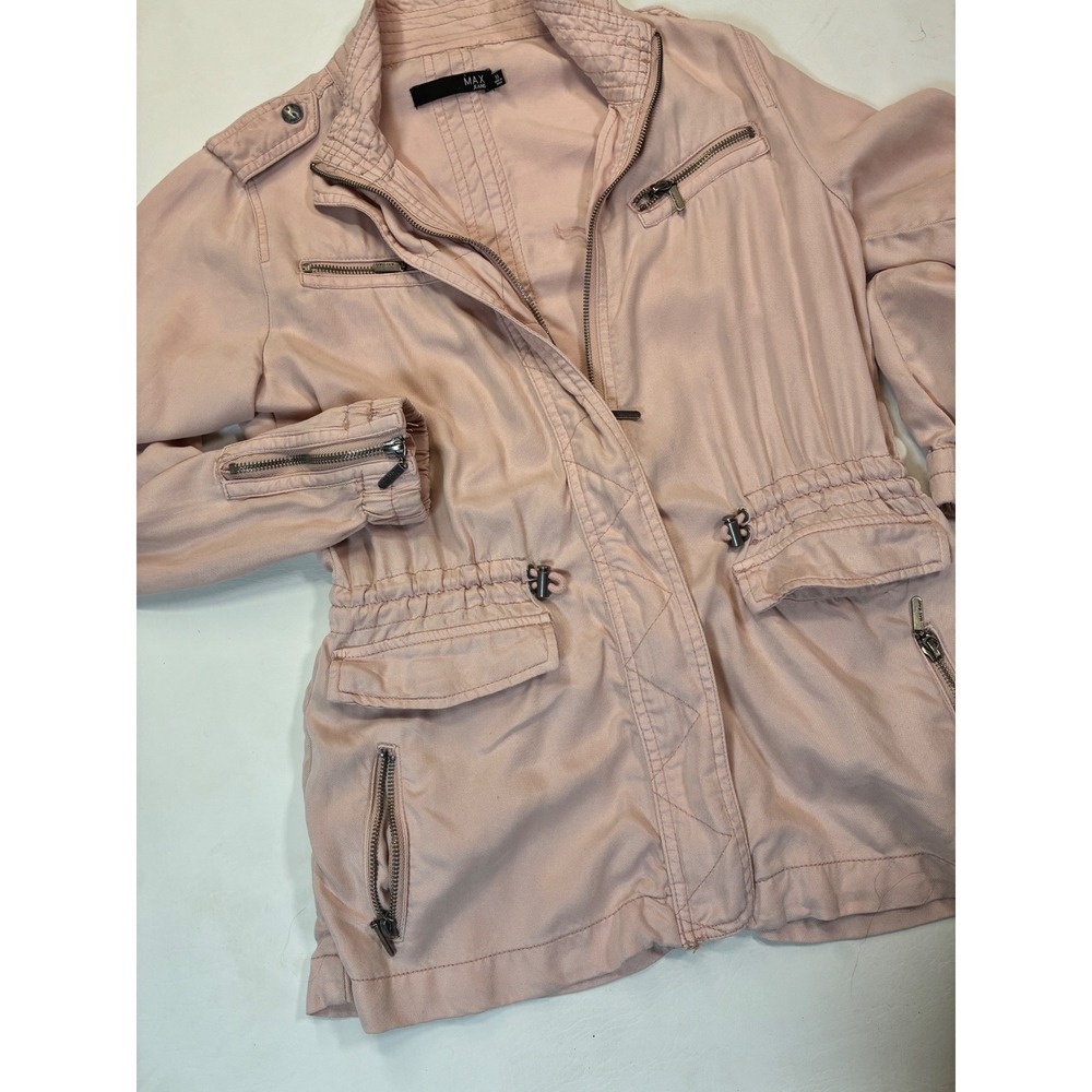 MAX Jeans XS Pink Tencel Utility Cargo Anorak Jacket Drawstring Lightweight - Picture 7 of 9